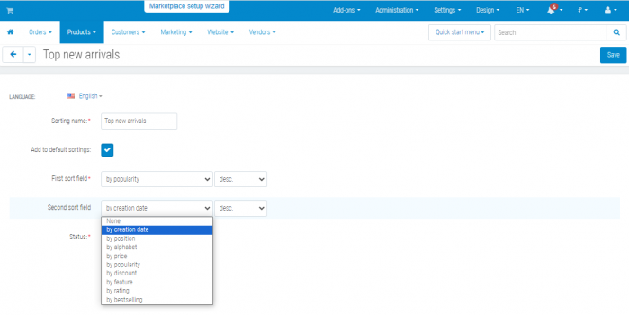 Extended Sorting Settings: Double sorting creation