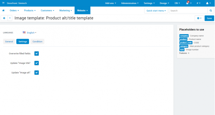 Templates list