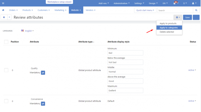 18. CS-Cart Power Reviews Applying global attributes
