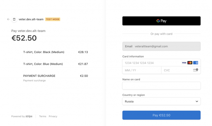 Stripe Checkout side