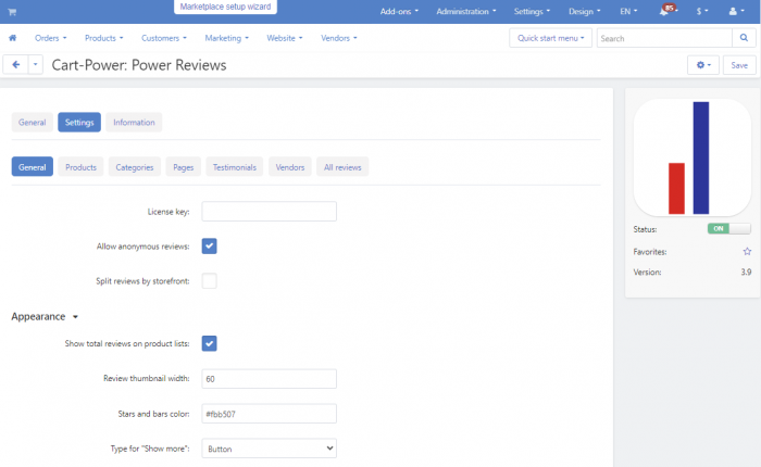 8. Cart-Power Power Reviews Settings General 1