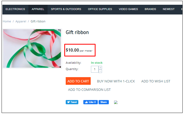 Cs-Cart Price per meter