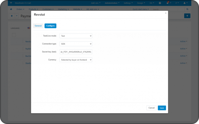 Интеграция с платежной системой Revolut