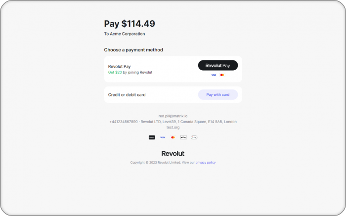 Интеграция с платежной системой Revolut