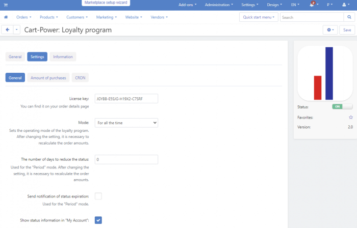 Loyzlty Program Add-on Settings General