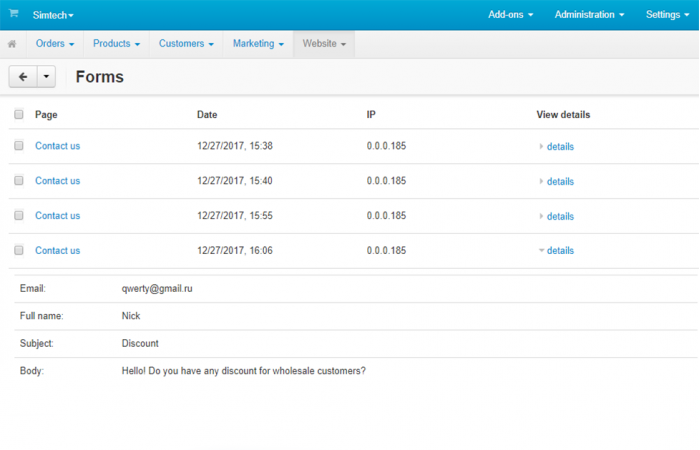 Forms in Admin Panel