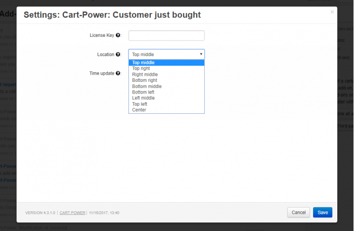 add-on settings