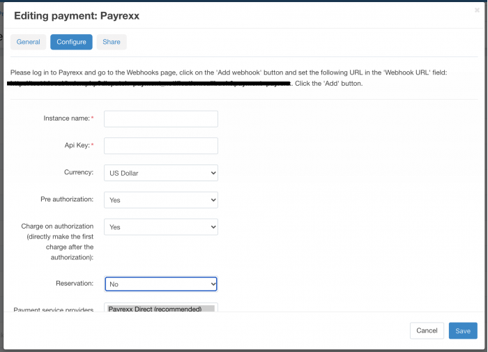 Payrexx add-on configuration