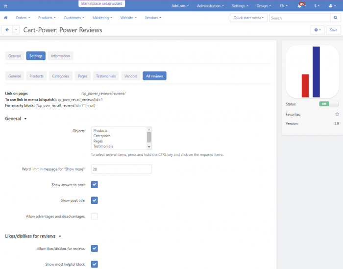14. Cart-Power Power Reviews All Reviews Settings 1