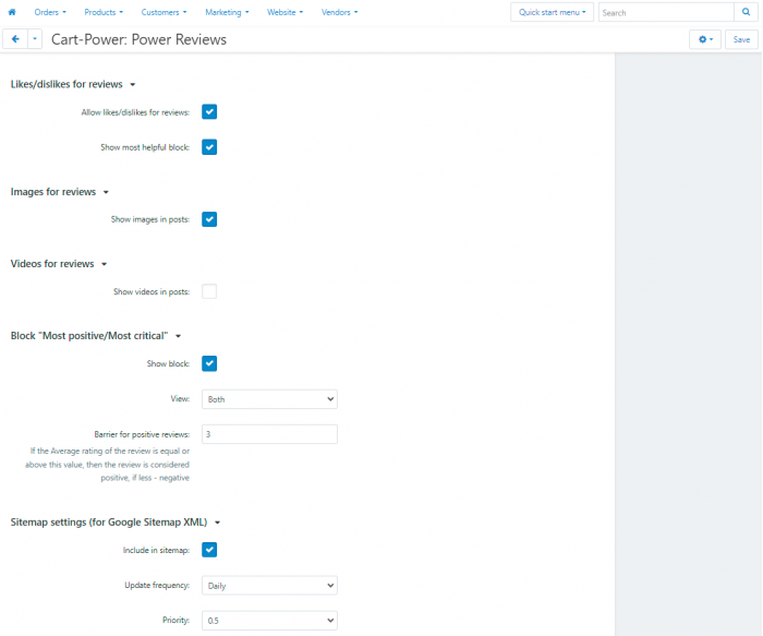 15. Cart-Power Power Reviews All Reviews Settings 2