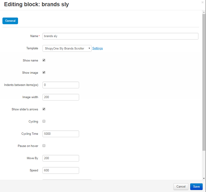 slider settings