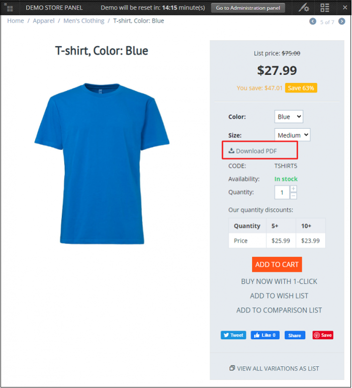 Product Page PDF CS-Cart add-on