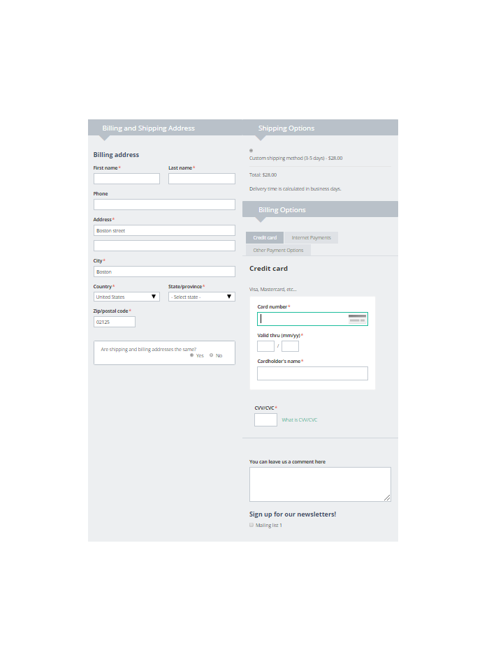 Checkout Billing Options